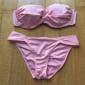 Victoria secret strapless bikini set in pink