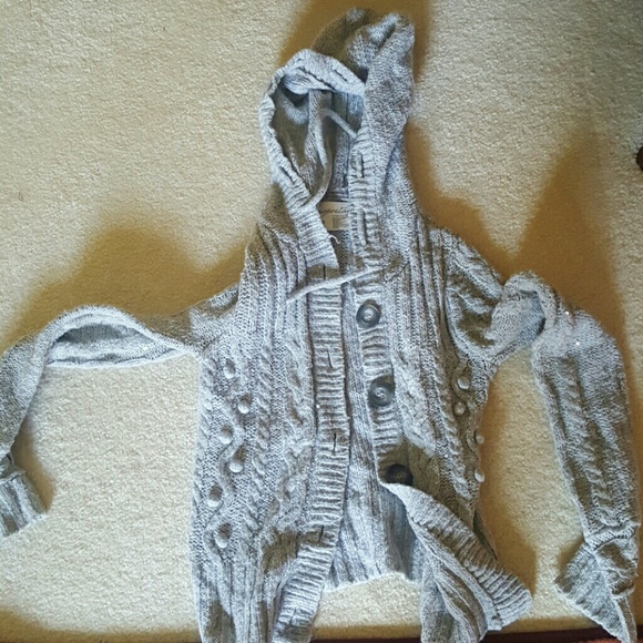 Sweater with hoodie. Button up.