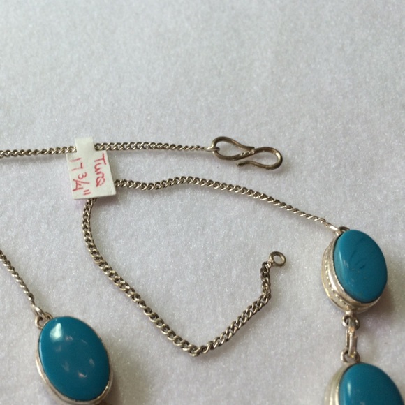 FINAL SALE PRICE Silver & Turquoise Chunk Necklace - Picture 3 of 4