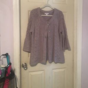 Grey 3 button sweater and dark sweater