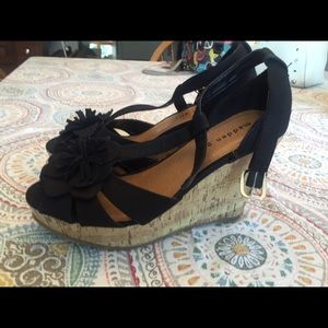 Madden Girl Black wedge sandals.