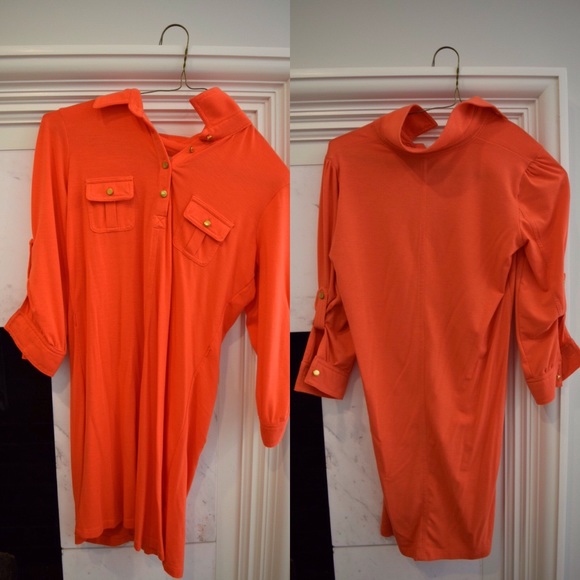 Long sleeve, coral dress!