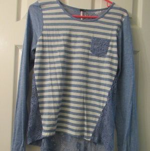 Striped pocket tank with lace back