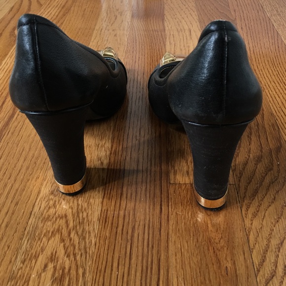 BCBG Peep Toe Pumps with Gold Hardware - Picture 2 of 3