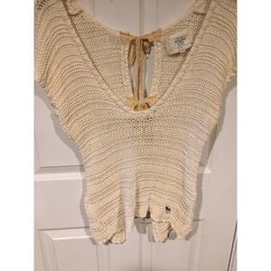 Crochet, off-the-shoulder,  A&F Top