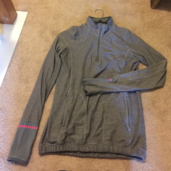 Gray lululemon long sleeve zip up with pink