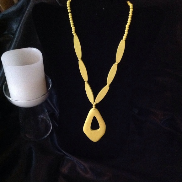 Need a little color!! Yellow wood necklace.