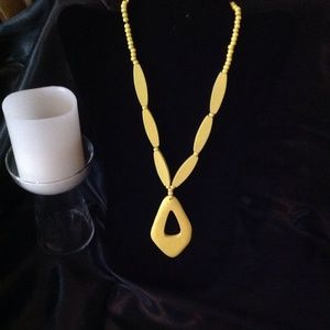 Need a little color!! Yellow wood necklace.