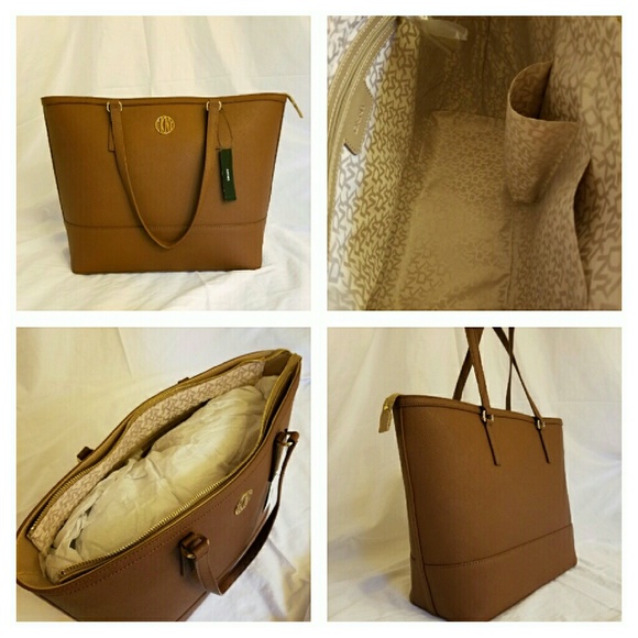 DKNY Brown Saffiano Tote Purse NWT - Picture 4 of 4