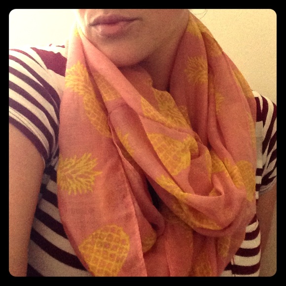 Francesca's pink and yellow pineapple loop scarf