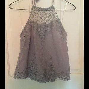 Gorgeous lacy grey high neck top