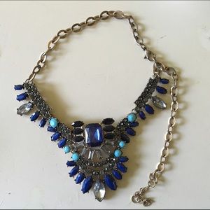Navy and turquoise statement necklace
