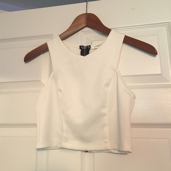 White Zip Up Crop Top