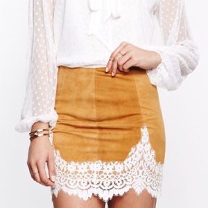 For Love and Lemons Giddy Up Suede Skirt