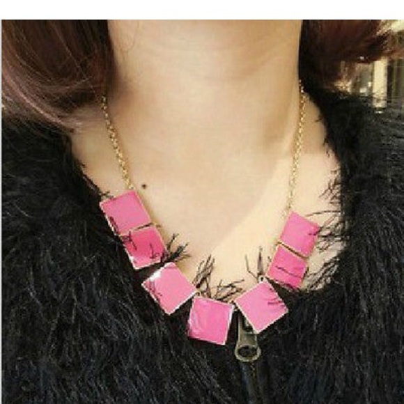 Pink Square Statement Necklace - image 1