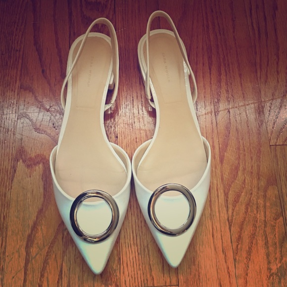 Zara White Flats