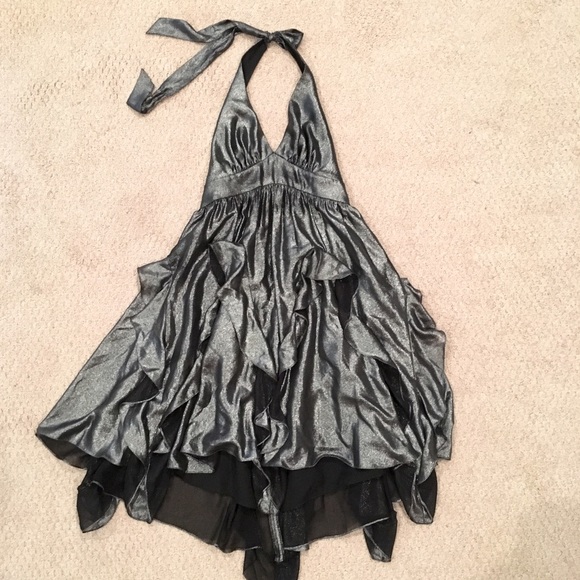 Metallic BCBG Halter Dress