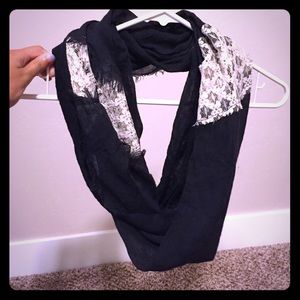 Black and white lace infinity scarf.