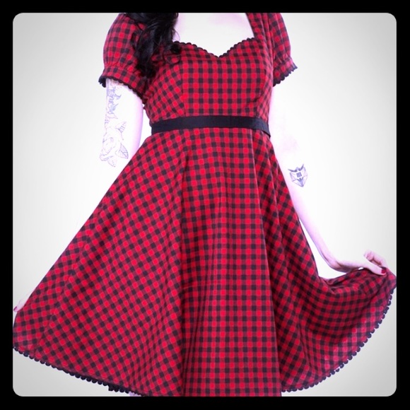 Reposh-Brand new XXL red plaid rockabilly dress