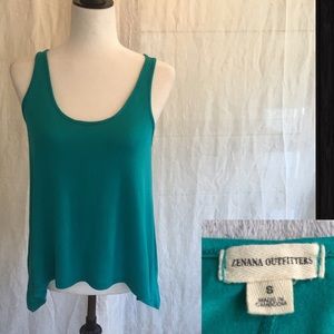 Zenana Outfitters Cyan Flowy Tank Top