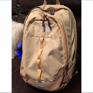 Tan and Coral North Face Vault Backpack