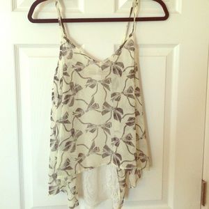 Love Squared bow and lace tank top