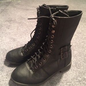 black combat boots
