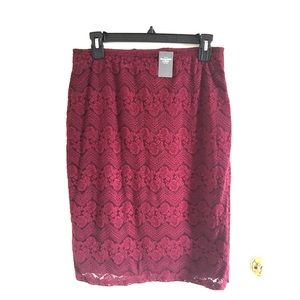 A&F Burgundy Lace Pencil Skirt