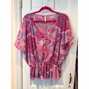 Sweet Pea Dolman Sleeve Aztec Button Down Top
