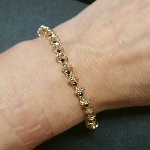 14k Yellow Gold Sapphire Tennis Bracelet 7"