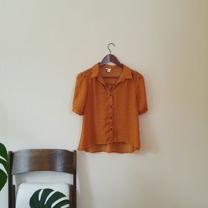 Forever 21 Polka Dot Chiffon Button Blouse