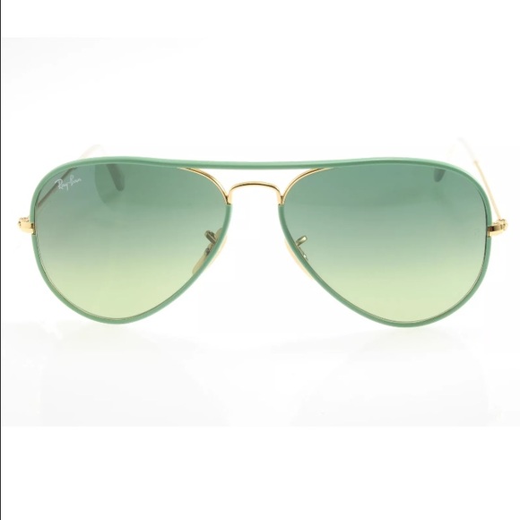 Ray Ban 3025JM Full Color Green Aviator Sunglasses
