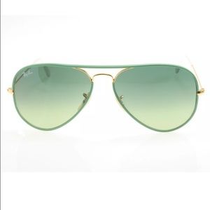 Ray Ban 3025JM Full Color Green Aviator Sunglasses