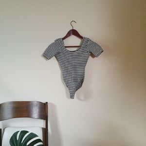 American Apparel Short Sleeve Striped Bodysuit