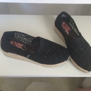 casual black lace wedges