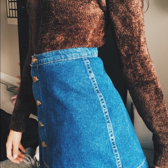 American apparel button up denim skirt