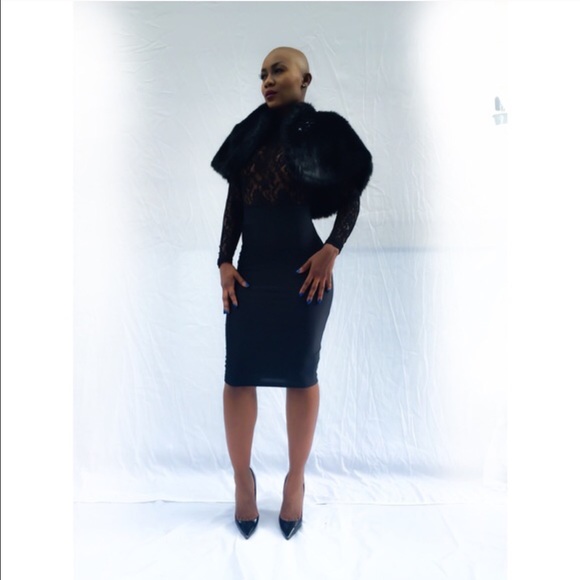 LACE TOP BLACK DRESS - Picture 4 of 4