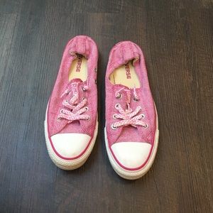 Pink elastic strapped Converse