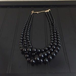 Black pearl layered necklace