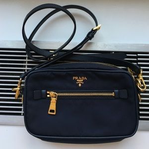 Prada nylon cross body bag purse in navy