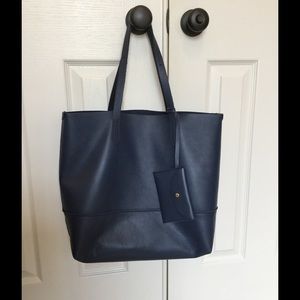 ‼️REDUCED‼️JCrew Leather Downing tote in Deep Navy