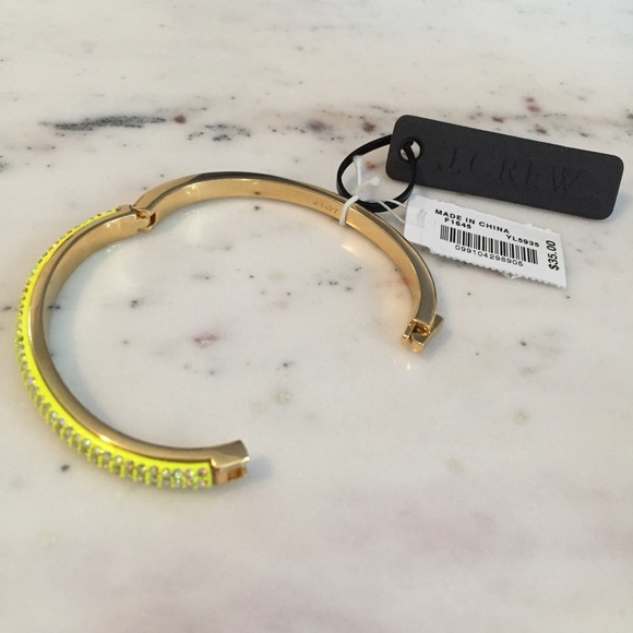 NWT Neon Yellow & Gold Rounded Pavé Hinge Bracelet - Picture 4 of 6