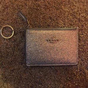 Silver sparkle Coach keychain wallet