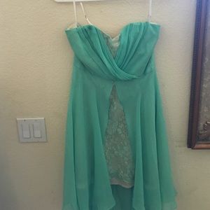Teal and gold high low dress