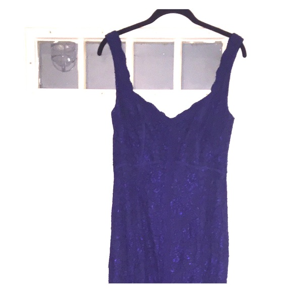 Long royal blue lace gown