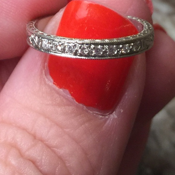 SALE. Diamond Milgrain and Engraved 14k Band