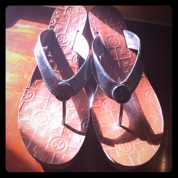 Tory Burch platform sandals in silver