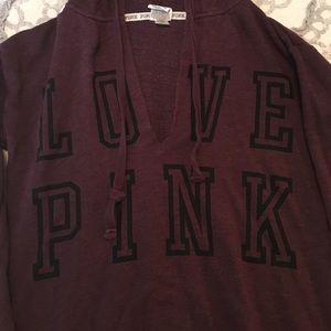 VS PINK maroon tunic high low hoodie