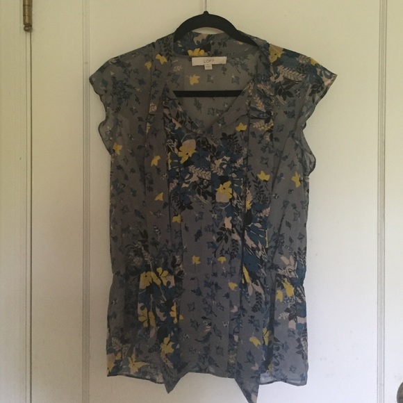 Loft tie collar peplum blouse