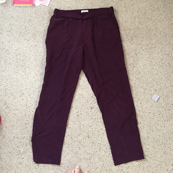 Maroon silk equipment pants
